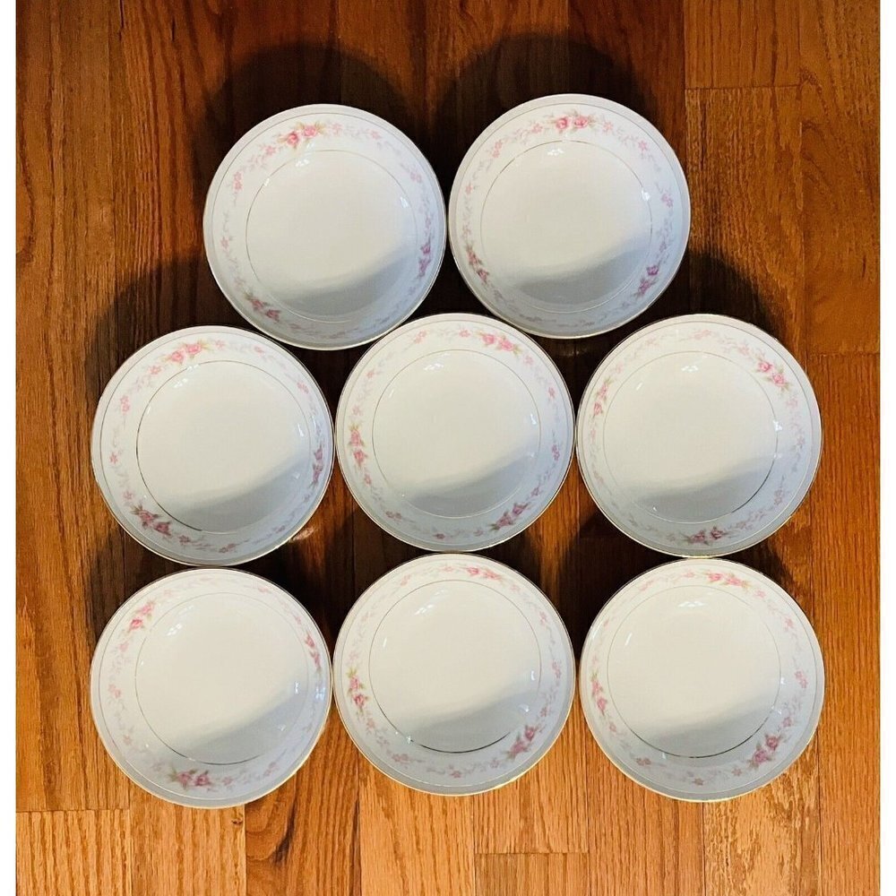 8 Narumi Claridge Floral Soup Salad Cereal Bowls Gold Trim Lot Fine China